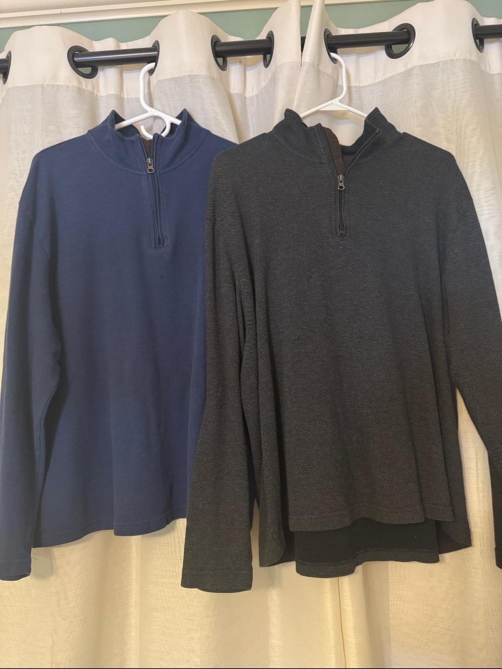 Chaps Men's Zip Mock Neck Sweaters - Navy and Charcoal